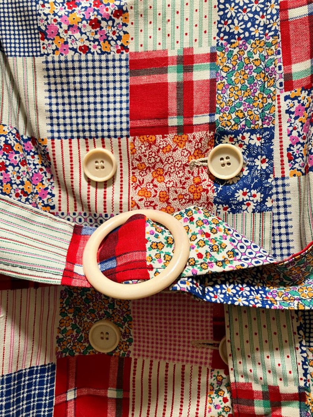 *STUNNING* 1960s Patchwork Coat, Excellent Cond. Vintage size 20.5! Large! CUTE! - Picture 3 of 16